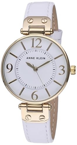 Anne Klein Womens 109168WTWT GoldTone and White Leather Strap Watch - Image 1