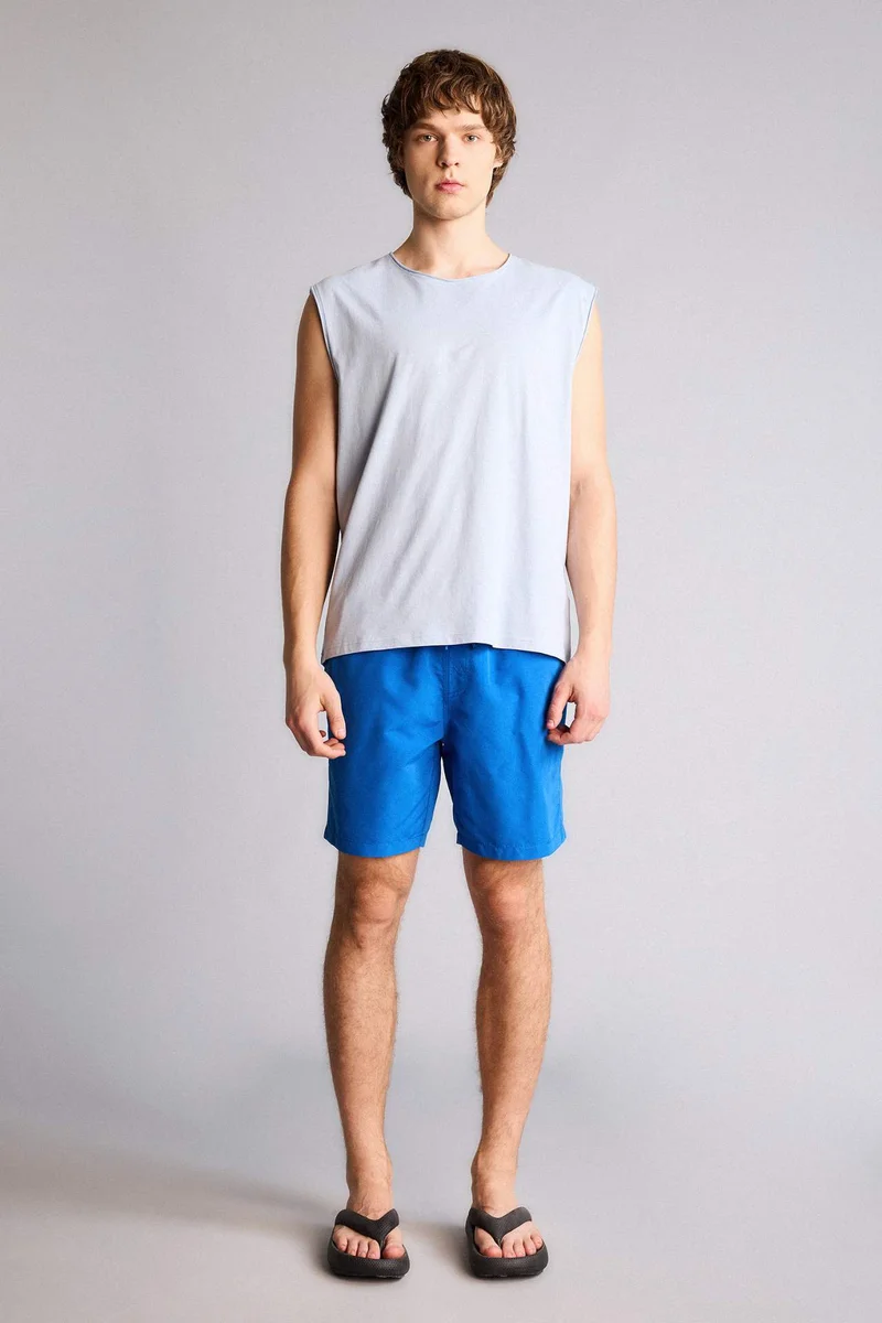 Regular Fit Mesh Lined Knee Length Swim Shorts