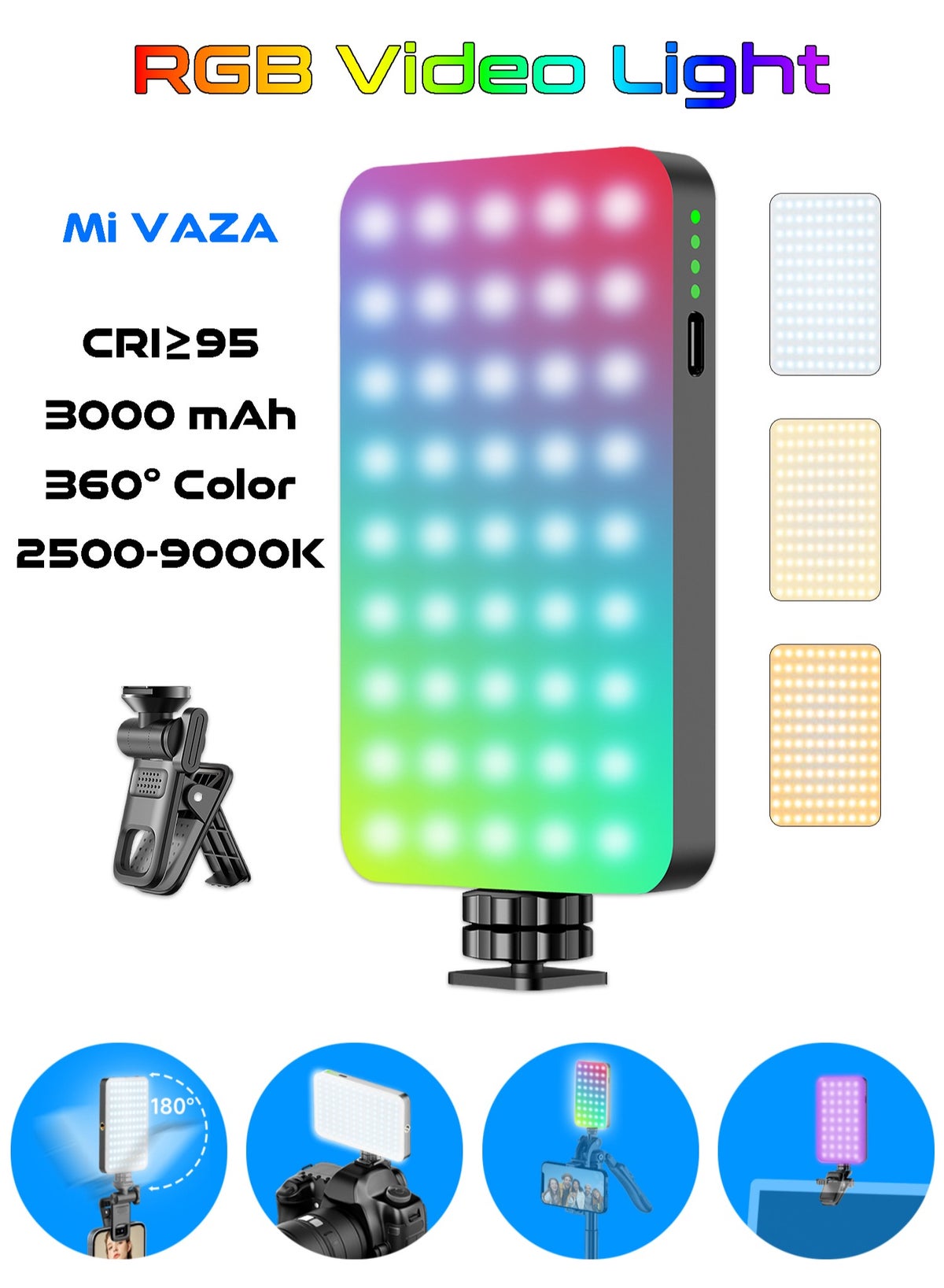 mivaza Mivaza Rgb Video Light ZDECCA25AF76763C347C8Z