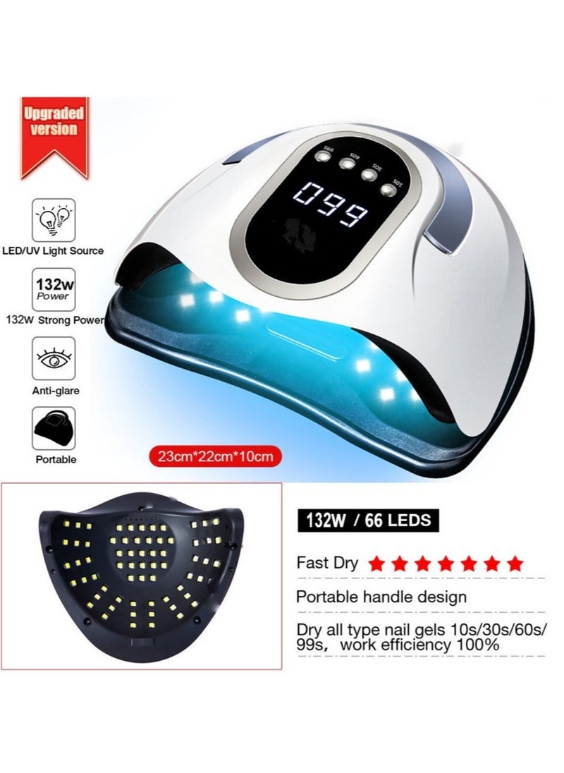 EVEREEN - Max 280W Professional UV LED Nail Lamp For Nail Gel Fast Nail Polish Dryer With 66 Beads Auto Sensor 4 Timer Setting LCD Display For Salon And Home Use Nail Art Design Tools - Image 1