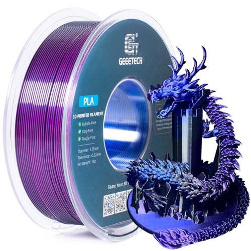 Geeetech Silk PLA Tri Color Filament 1.75mm 3D Printer Filament, Coextrusion Blue Purple Black Tri-Colors Metal-Like Shiny Silk PLA Filament, 1kg (2.2lbs) 1 Spool, Dimensional Accuracy +/- 0.02 mm - Image 1