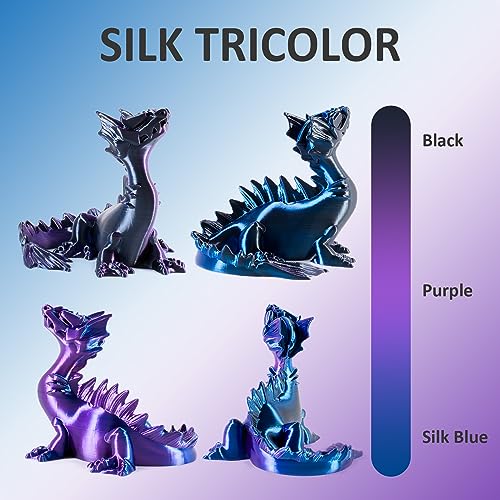 Geeetech Silk PLA Tri Color Filament 1.75mm 3D Printer Filament, Coextrusion Blue Purple Black Tri-Colors Metal-Like Shiny Silk PLA Filament, 1kg (2.2lbs) 1 Spool, Dimensional Accuracy +/- 0.02 mm - Image 2