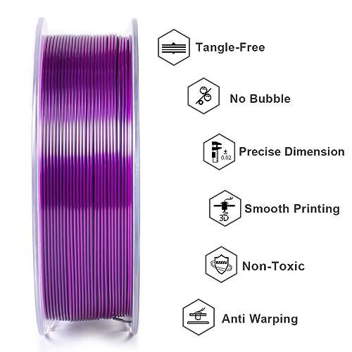 Geeetech Silk PLA Tri Color Filament 1.75mm 3D Printer Filament, Coextrusion Blue Purple Black Tri-Colors Metal-Like Shiny Silk PLA Filament, 1kg (2.2lbs) 1 Spool, Dimensional Accuracy +/- 0.02 mm - Image 3