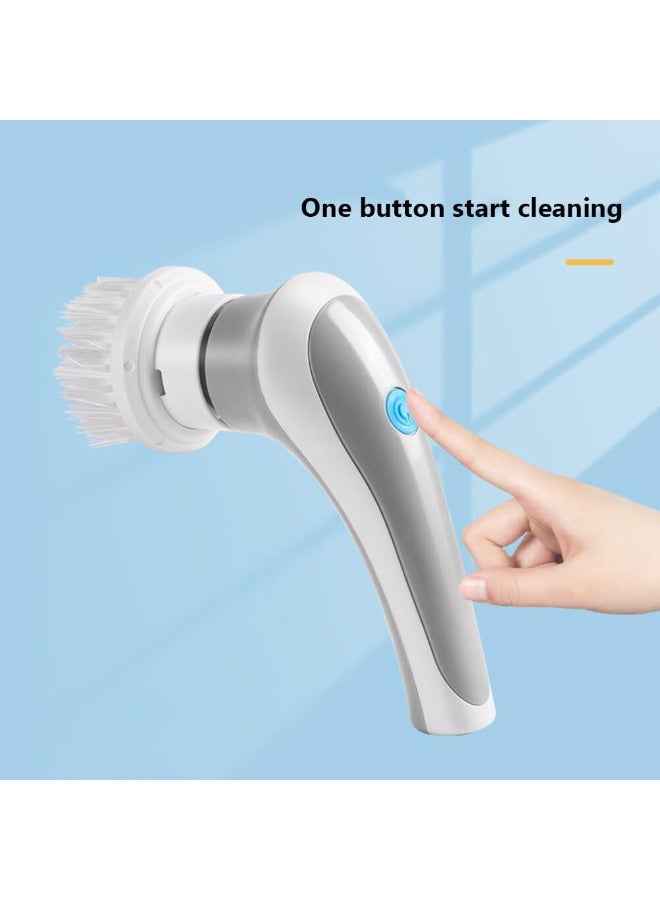 فرشاة تنظيف كهربائية – قابلة لإعادة الشحن ومزودة بـ 3 رؤوس – أداة تنظيف عميق مضادة للماء – أبيض - Image 1