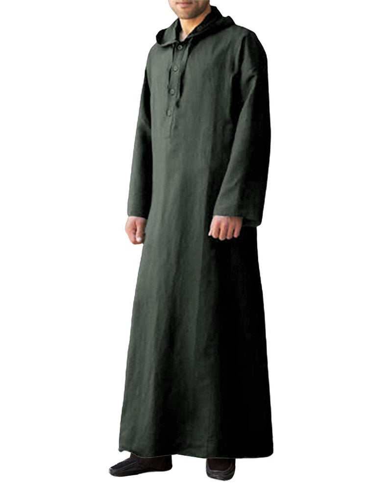 YAOHUOLE Muslim Thobe for Men with Drawing Closure Muslim Caftan Dark Gray XL - Image 1