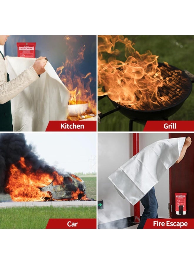 SHAOZHEN RESCUE Fire Blanket, 40''×40'' Fiberglass Emergency Fireproof Gear, Flame Retardant Protection for Home, Kitchen, Camping, Hiking, 2 Count - Image 4