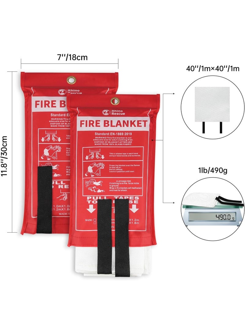 SHAOZHEN RESCUE Fire Blanket, 40''×40'' Fiberglass Emergency Fireproof Gear, Flame Retardant Protection for Home, Kitchen, Camping, Hiking, 2 Count - Image 2