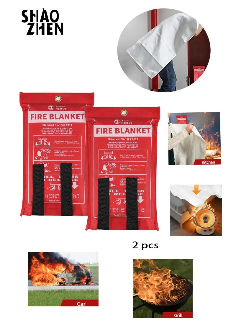 SHAOZHEN RESCUE Fire Blanket, 40''×40'' Fiberglass Emergency Fireproof Gear, Flame Retardant Protection for Home, Kitchen, Camping, Hiking, 2 Count - Image 1
