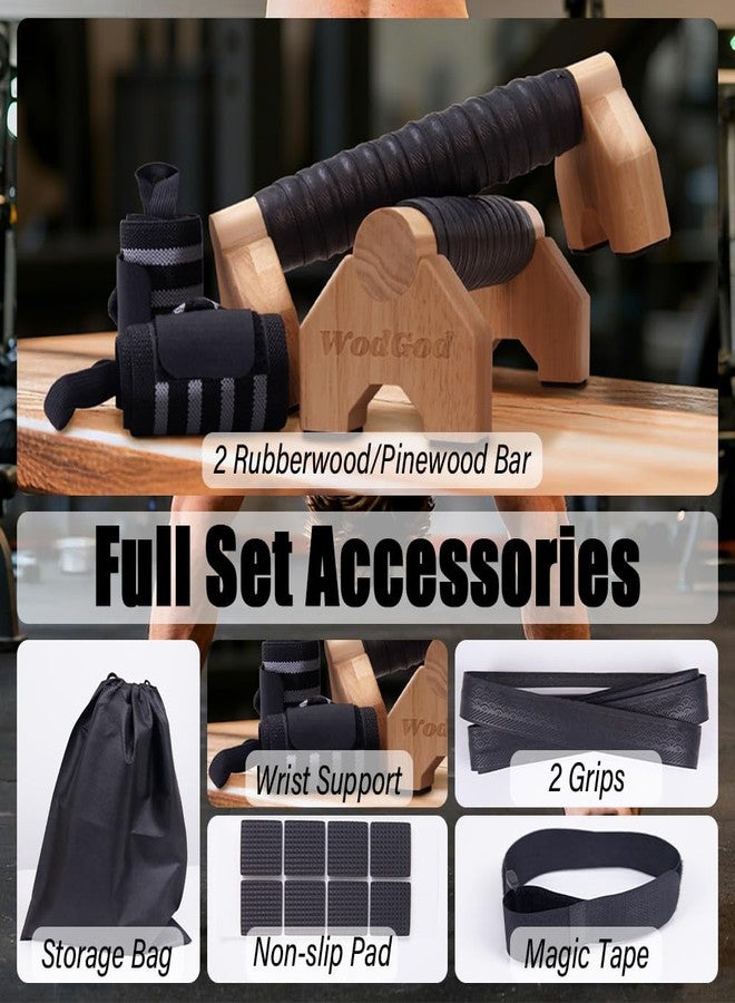 WodGod Solid Wood Parallettes Push Up Bars for Home & Gym, Durable Wooden Calisthenics Equipment with Non-Slip Grip, Full Body Strength & Balance Training - Image 4