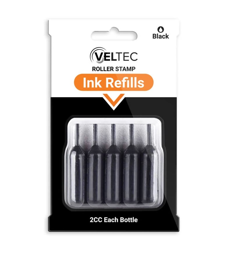 Veltec 5-Pack Ink Refills for Roller Stamps – Black - Image 4