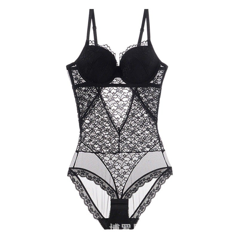مثير ومجري قطعة واحدة من الملابس الداخلية مع الدانتيل Underwire للمرأة، Shapewear الخصر-Cinching حمالة الصدر المتكاملة، رؤية من خلال الملابس - Image 2