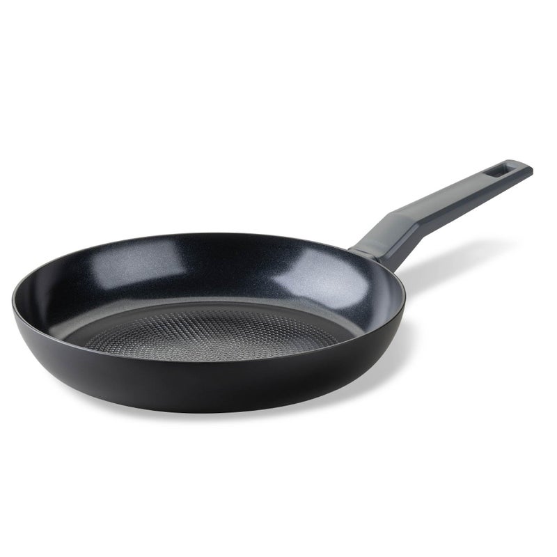 Fackelmann STATEMENT 28cm Frying Pan Recycled Aluminium NonStick PFAS Free Ceramic Coating Honeycomb Base Structure Comfort Grip Handle All Stoves Including Induction 465x28x45cm Ash Grey