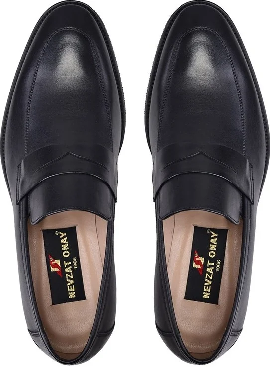 نيفزات اوناي Leather Black Casual Loafer Men's Shoes -10054-