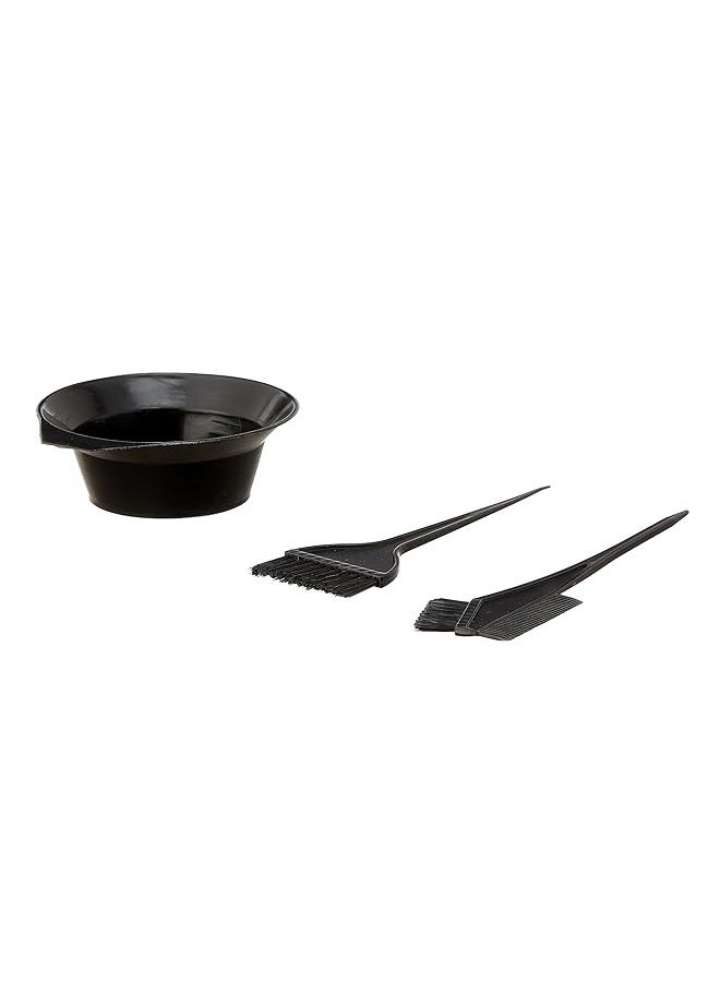 3-Pieces Hair Dye Set With Hair Color Brush and Mixing Bowl -Black - Image 1