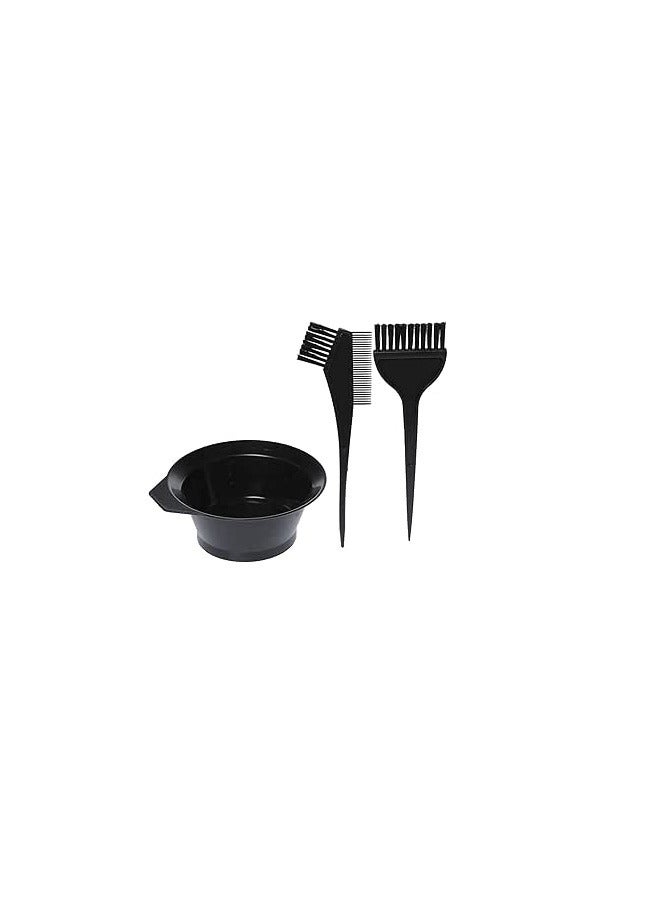 3-Pieces Hair Dye Set With Hair Color Brush and Mixing Bowl -Black - Image 2