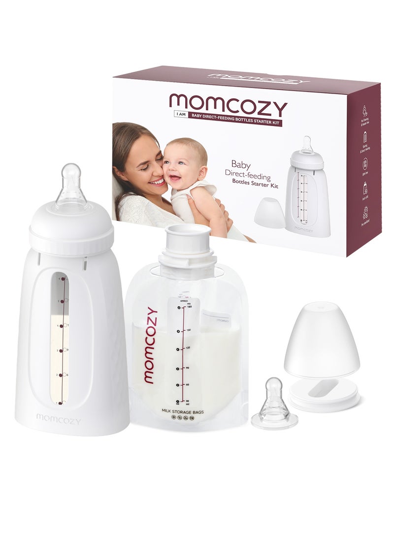 Momcozy مجموعة زجاجات الأطفال للاستعمال مرة واحدة، أكياس تخزين حليب الثدي خالية من الغسيل ومضادة للتسرب ولا يمكن نقلها للتجميد والتسخين والتغذية المباشرة - Image 1