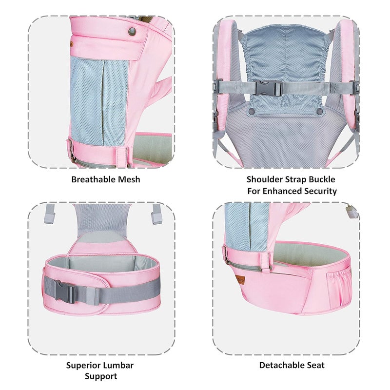 1st Step 5 in 1 Hip seat Baby Carrier (Pink) - Image 4