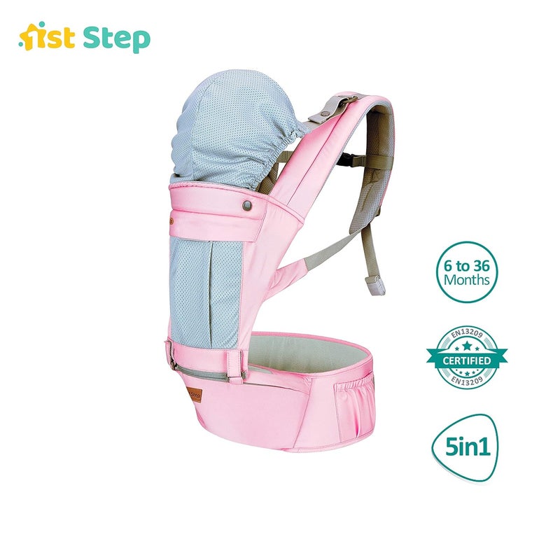 1st Step 5 in 1 Hip seat Baby Carrier (Pink) - Image 2