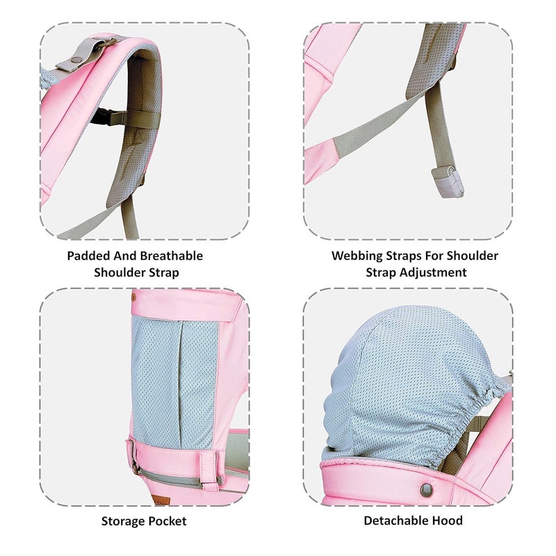1st Step 5 in 1 Hip seat Baby Carrier (Pink) - Image 5