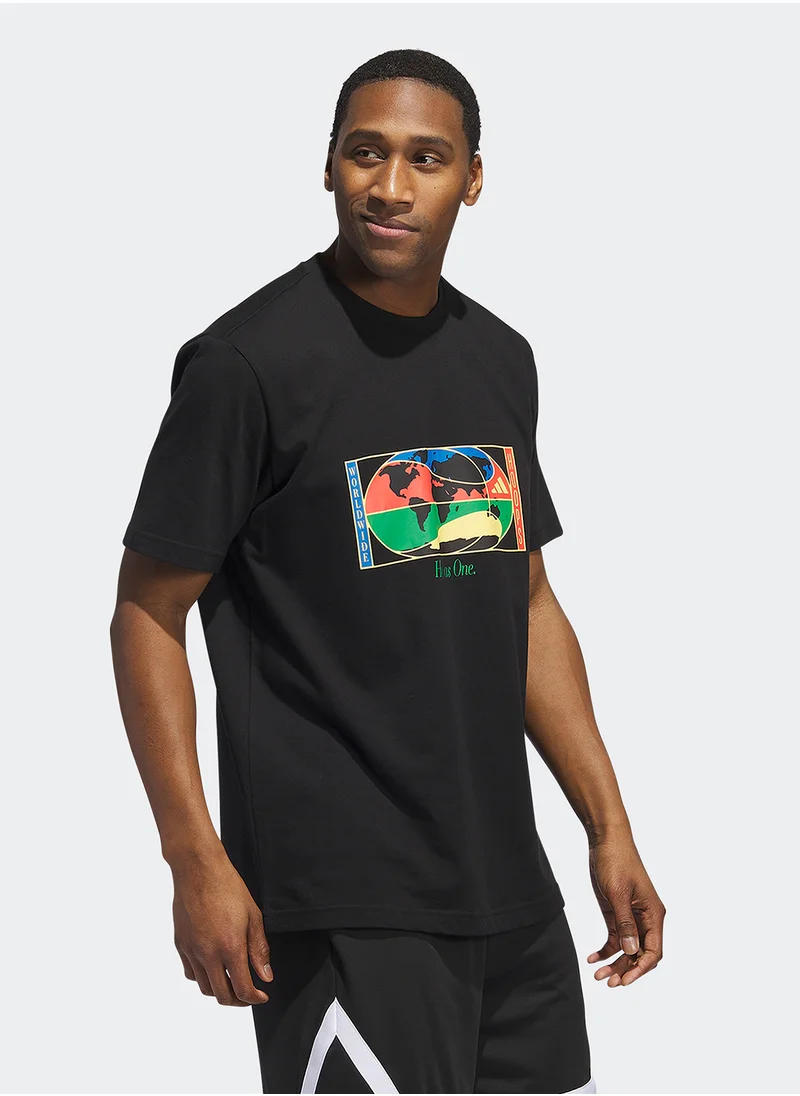 اديداس Worldwide Hoop Global Graphic T-Shirt