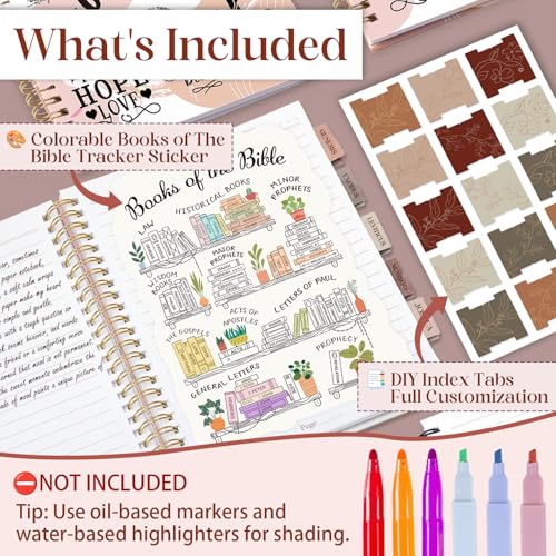 XKDOUS Hardcover Spiral Notebook with Tabs and Bible Tracker, College Ruled Notebook Journal, Church Notes Journal for Women, Bible Journal, Blank Notebooks for Work School Note taking, Pink - Image 5