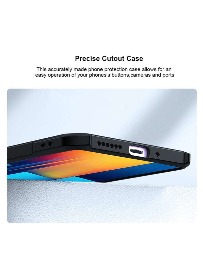 غطاء لهاتف Xiaomi POCO M6 Pro 4G، مع واقي شاشة من الزجاج المقوى، وغطاء خلفي للهاتف المحمول مقاوم للصدمات ووسائد هوائية من مادة TPU، وحماية عدسة الكاميرا، وغطاء واقٍ من مواد مختلطة مضادة للاصفرار