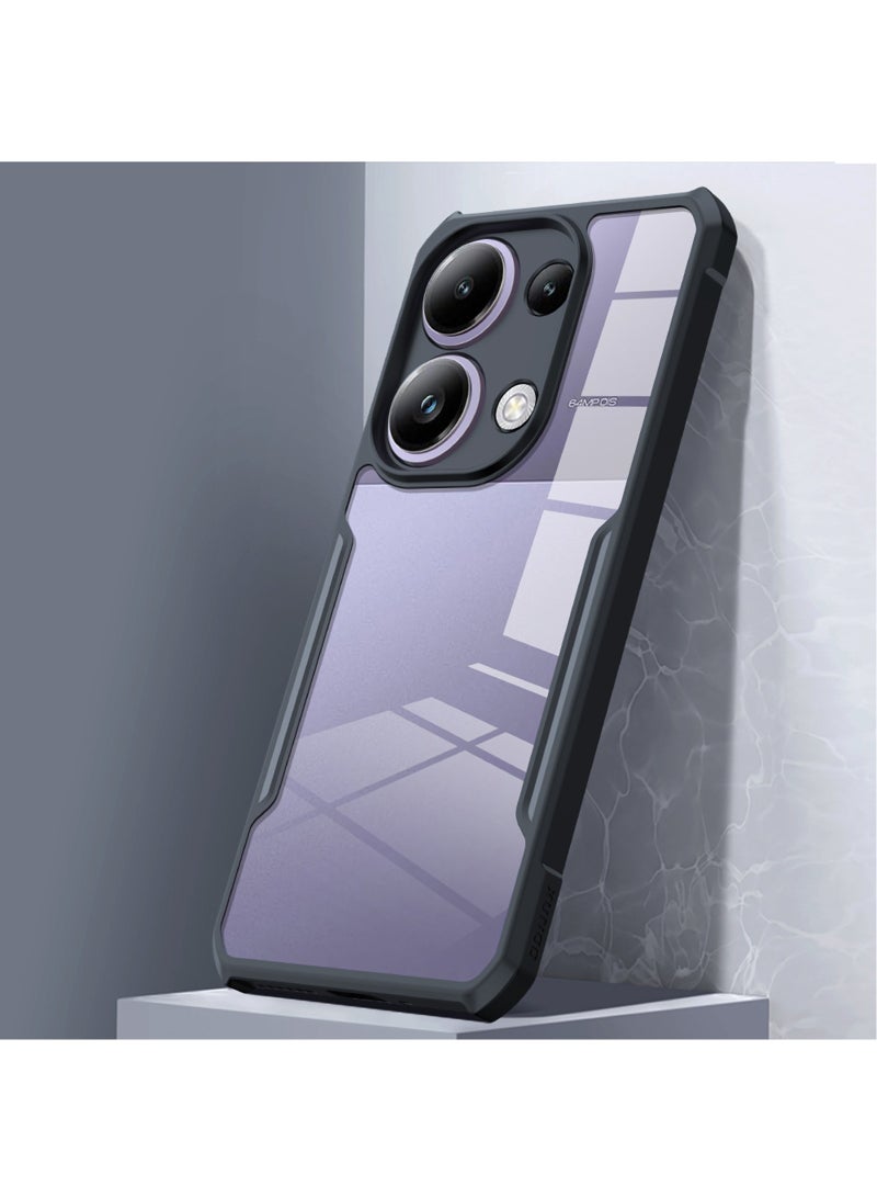 غطاء لهاتف Xiaomi POCO M6 Pro 4G، مع واقي شاشة من الزجاج المقوى، وغطاء خلفي للهاتف المحمول مقاوم للصدمات ووسائد هوائية من مادة TPU، وحماية عدسة الكاميرا، وغطاء واقٍ من مواد مختلطة مضادة للاصفرار