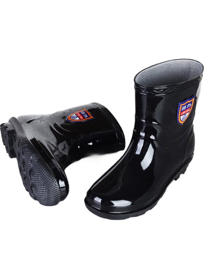 Warrior Rain Boots For Men, Short Waterproof Non-Slip Rubber Shoes, Thickened Wear-Resistant Water Shoes Hxls88, Black, Size 39 - Image 3