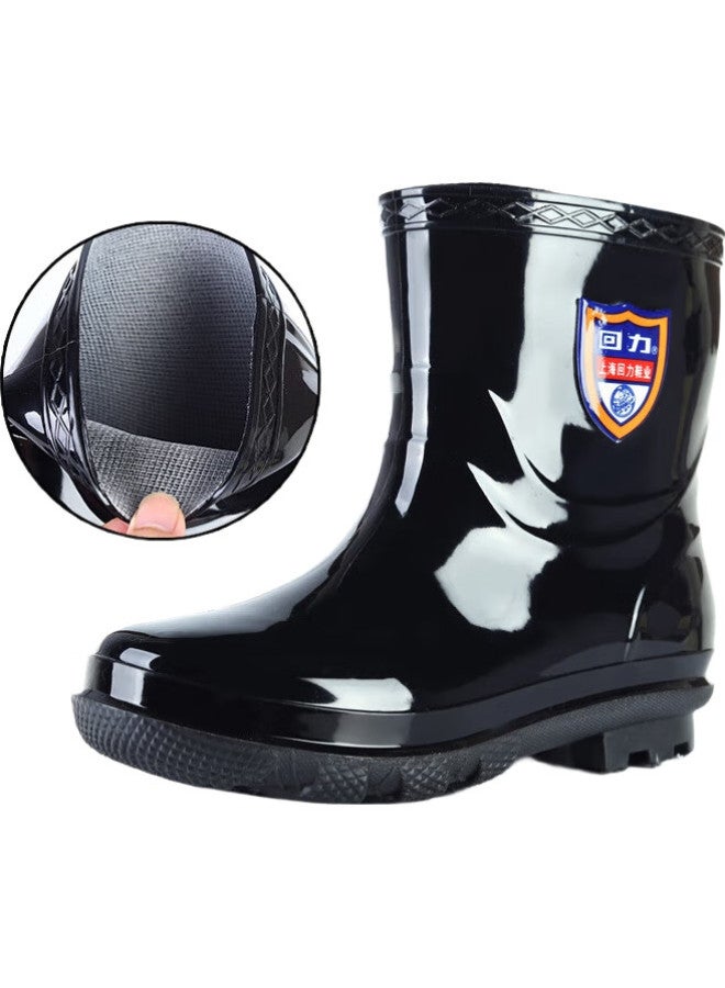 Warrior Rain Boots For Men, Short Waterproof Non-Slip Rubber Shoes, Thickened Wear-Resistant Water Shoes Hxls88, Black, Size 39 - Image 2
