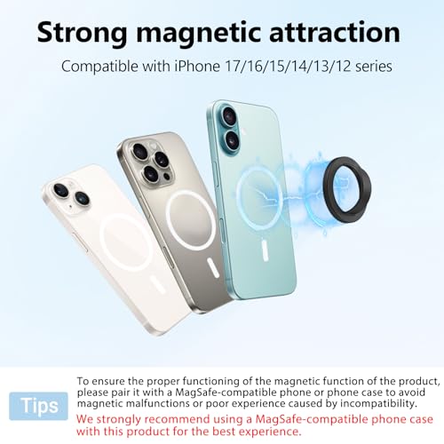 QxbBox Magnetic Silicone Ring Grip Phone Holder, Rotating Finger Loop Ring Grip Holder, Soft and Portable, Strong Magnetic Attraction, Compatible with Magsafe Phone Case (Sparkle White) - Image 4