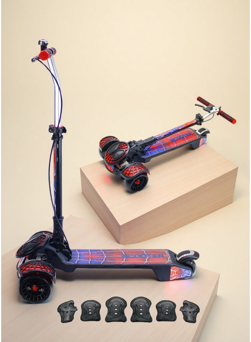 إيزي فيتشور سكوتر إيزي فيوتشر للأطفال من عمر 3 إلى 8 سنوات بإطار قابل للطي، ومقود قابل للتعديل، وعجلات بولي يوريثان LED، وفرامل خلفية، وفرامل مقبض، وموسيقى مدمجة، ومجموعة معدات حماية - Image 1