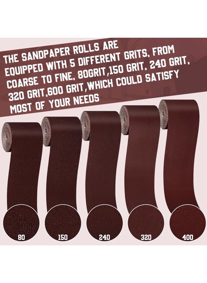 Dimsile 5 Rolls 5 Grits Abrasive Sandpaper Roll 3 Inch x 20 Feet Various Grit Options Emery Cloth Continuous Sand Paper Roll for Automotive Plumbing Metalworking, 80 150 240 320 400 Grits Per Roll - Image 3
