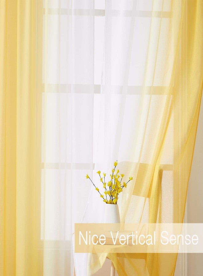 July Joy Ombre Faux Linen Sheer Curtains for Bedroom Living Room Rod Pocket, Privacy and Light Filtering, 2 Tone Reversible Gradient Voile Semi Window Curtains, Set of 2 Panels, Yellow, 54 x 84 Inch Length - Image 4