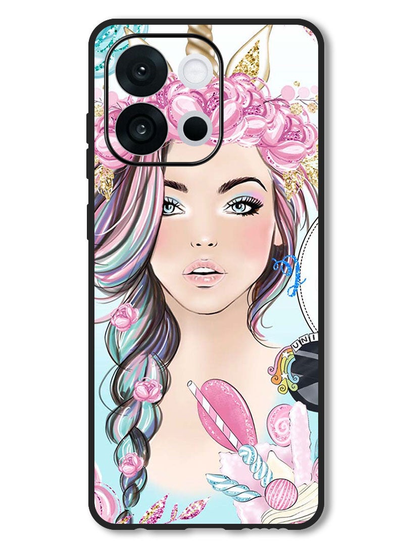 Theodor Case Compatible with OnePlus 13T 6.32 Inch Protection Shockproof Bumper Cover Unicorn Girl - Image 1