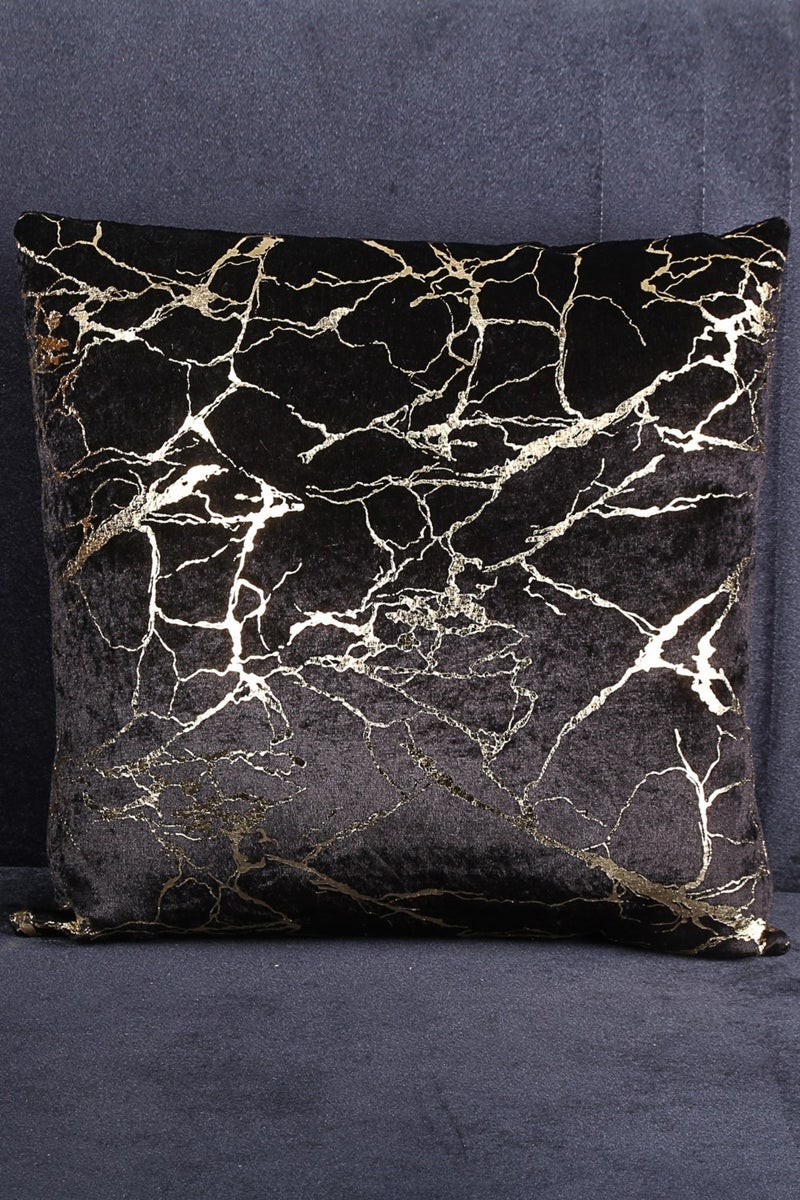 Italian Velvet Black Cushion Cover Gold Leaf Gilded Woven Decorative Cushion Pillow Case
