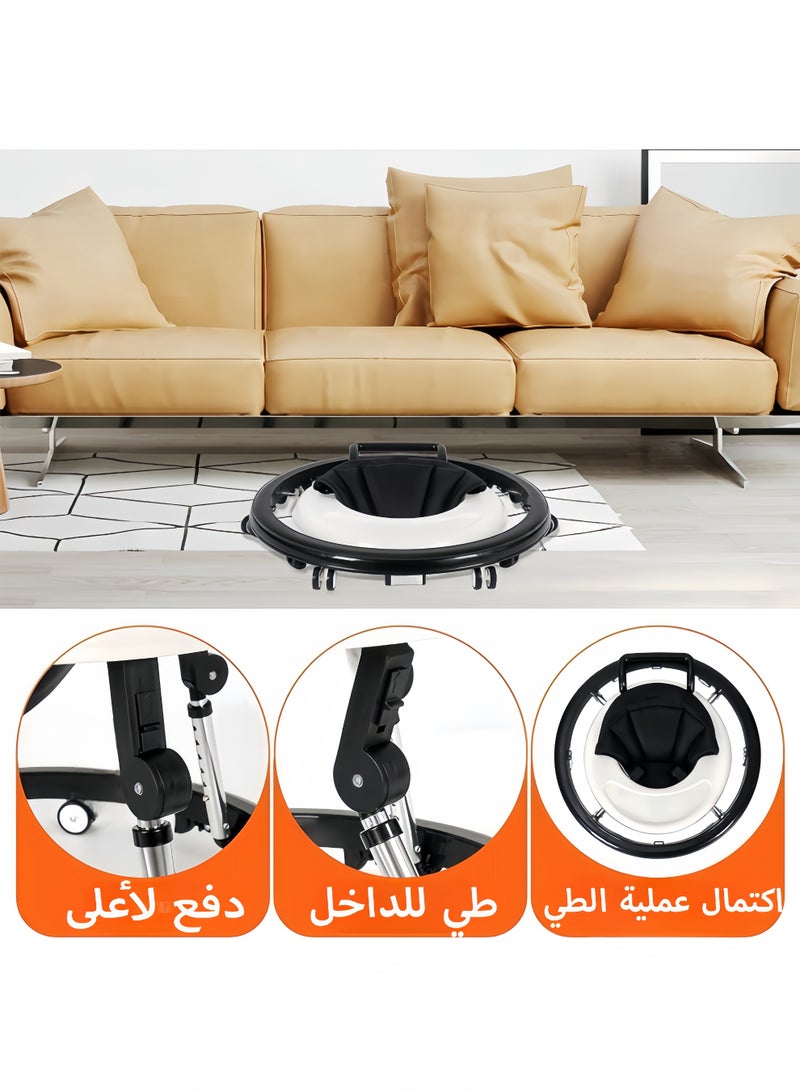 إلهي مشاية أطفال بعجلات مركز أنشطة بعجلات صامتة مضادة للانقلاب، 5 مستويات لضبط الارتفاع ▴، قابلة للطي مع مسند أقدام قابل للإزالة، مناسبة للأولاد والبنات من عمر ٦ إلى ١٨ شهرًا - Image 4