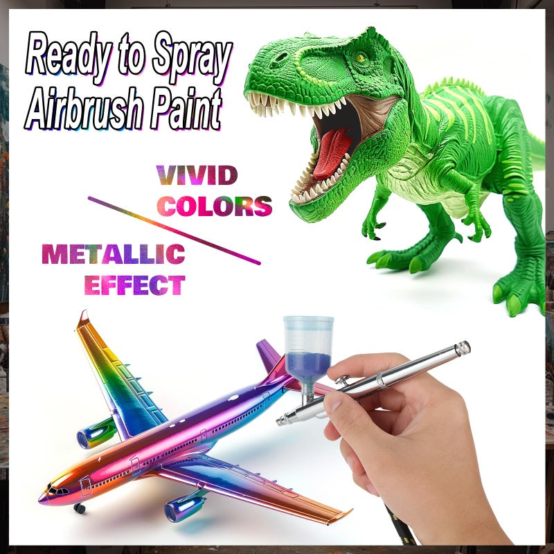 FansArriche Airbrush Paint Set, 34 Colors Acrylic Air brush Paint Kit with 2 Thinner, Ready to Spray Water-based Opaque & Neon Colors for Beginners, Artists, DIY Projects, 20 ml/Bottle - Image 4