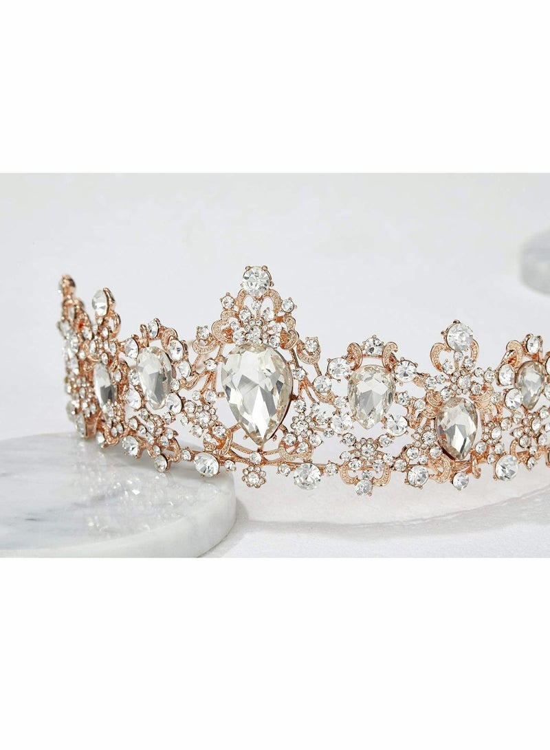 Excefore Crystal Crown for Women, Queen Tiaras with Rhinestone, Bridal Tiara  - Image 5