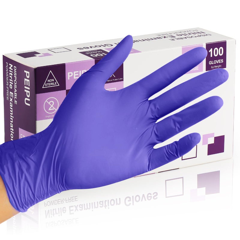 PEIPU Nitrile Gloves,Disposable Cleaning Gloves,(Medium, 100-Count) Powder Free, Latex Free,Rubber Free,Ultra-Strong,Food Handling Use, Single Use Non-Sterile Protective Gloves - Image 1