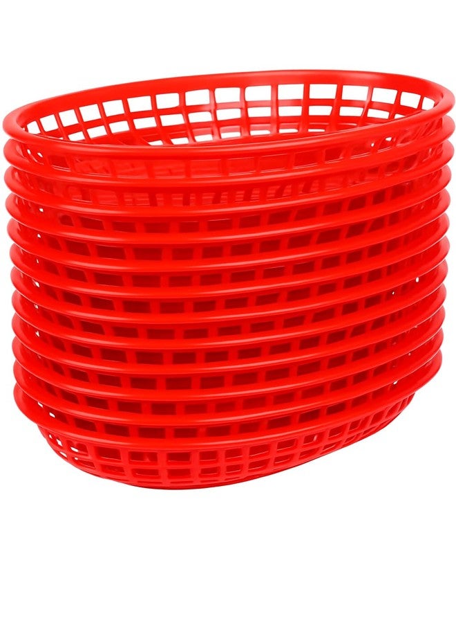 PREMIUS Food Deli Basket For Hamburgers, Hot Dogs, French Fries, Red, 9.25x5.67x1.75 Inches, 3-Pack - Image 1