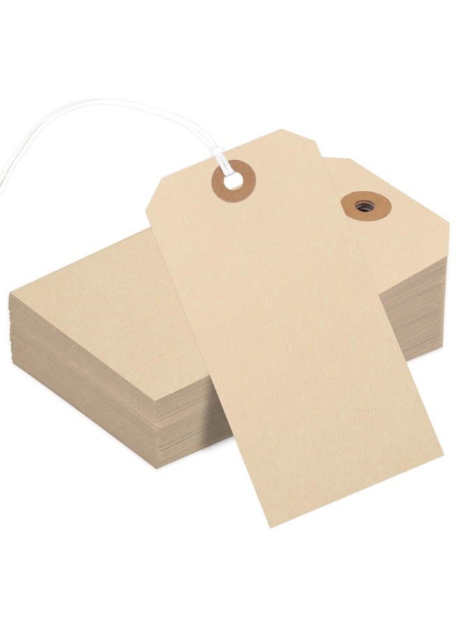 Nitelemn 150PCS Blank Shipping Tags, 4 3/4 x 2 3/8 inches Manila Label Tags with String Attached Reinforced Hole Writable Large Marking Hang Tags with Wire(Brown) - Image 1