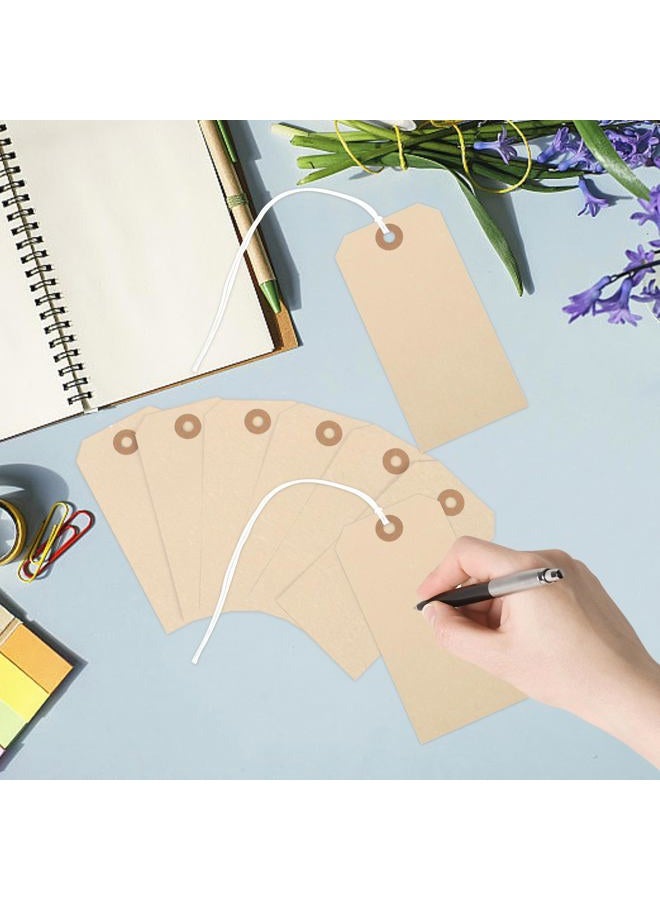 Nitelemn 150PCS Blank Shipping Tags, 4 3/4 x 2 3/8 inches Manila Label Tags with String Attached Reinforced Hole Writable Large Marking Hang Tags with Wire(Brown) - Image 4