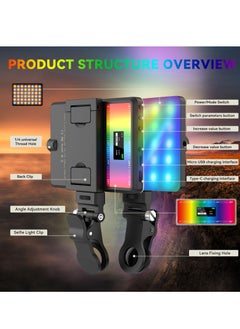 KASTWAVE أضواء فيديو RGB، ضوء سيلفي، ضوء كاميرا LED 360° كامل الألوان إضاءة تصوير محمولة، 3 درجات حرارة لونية، 24 وضع تأثير خاص للسيلفي، للهاتق، لابتوب  - Image 3