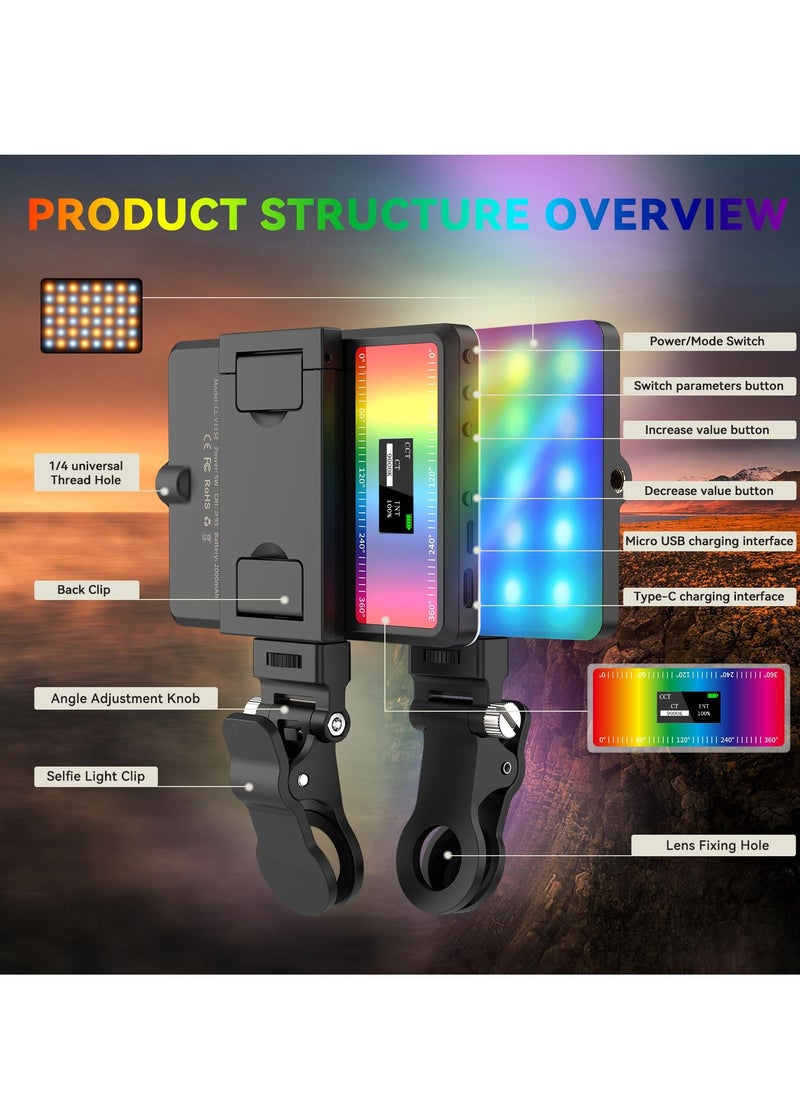 KASTWAVE - RGB Video Lights, Selfie Light, LED Camera Light 360° Full Color Portable Photography Lighting, 3 Color Temperatures, 24 Special Effects Modes for Selfie, for Phone, Laptop - Image 1
