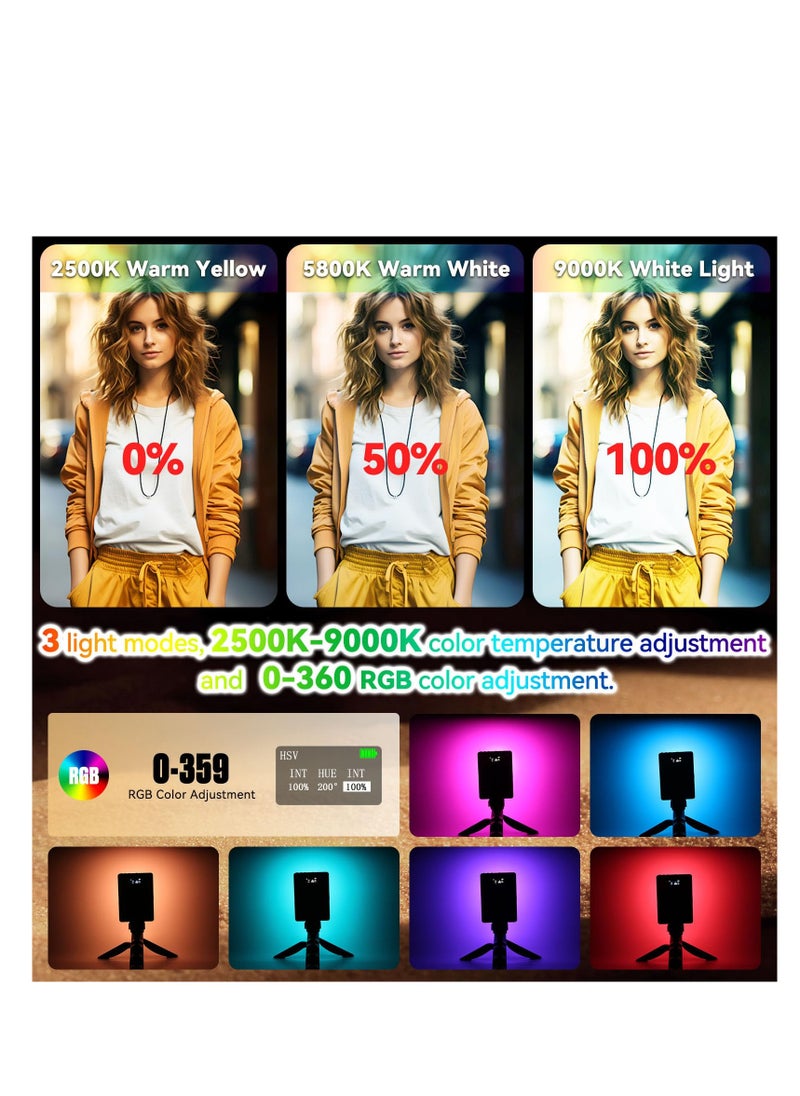 KASTWAVE - RGB Video Lights, Selfie Light, LED Camera Light 360° Full Color Portable Photography Lighting, 3 Color Temperatures, 24 Special Effects Modes for Selfie, for Phone, Laptop - Image 1