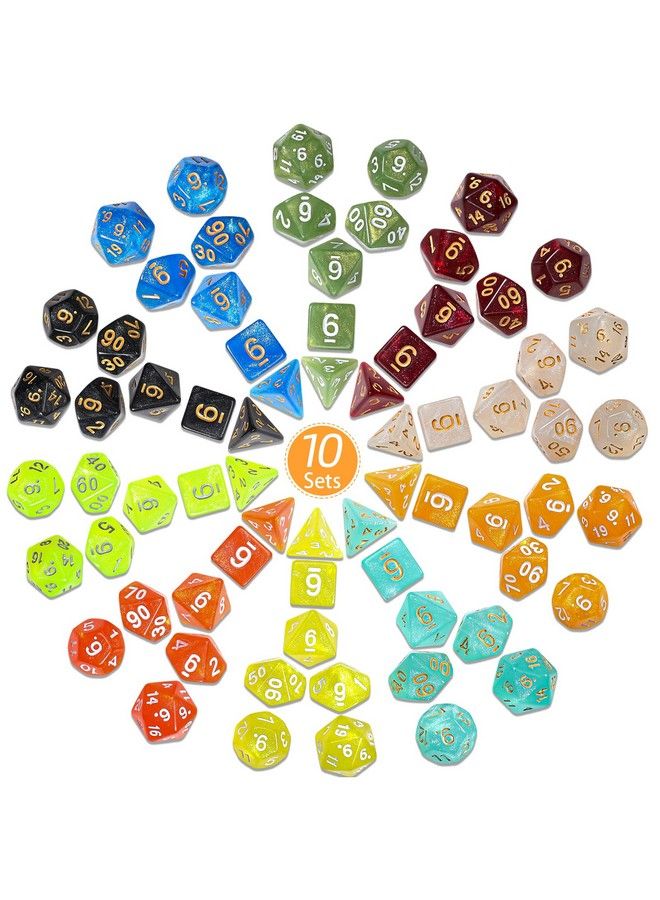 CiaraQ Dnd Dice Set 10X7 Polyhedral Dice (70 Pcs) For Dungeons And Dragons Rpg Mtg Role Playing Table Games With 1 Drawstring Bag - Image 3