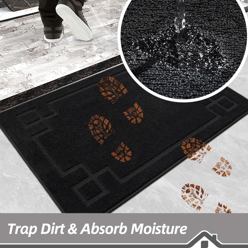 BEQHAUSE Door Mat 32" x 48", Non-Slip Door Mats Indoor Entryway Rugs Washable Low-Profile Absorbent and Stain Resist Floor Mats, Dog Door Mat for Front Back Door, Mud Wet Shoes & Paws, Black - Image 2