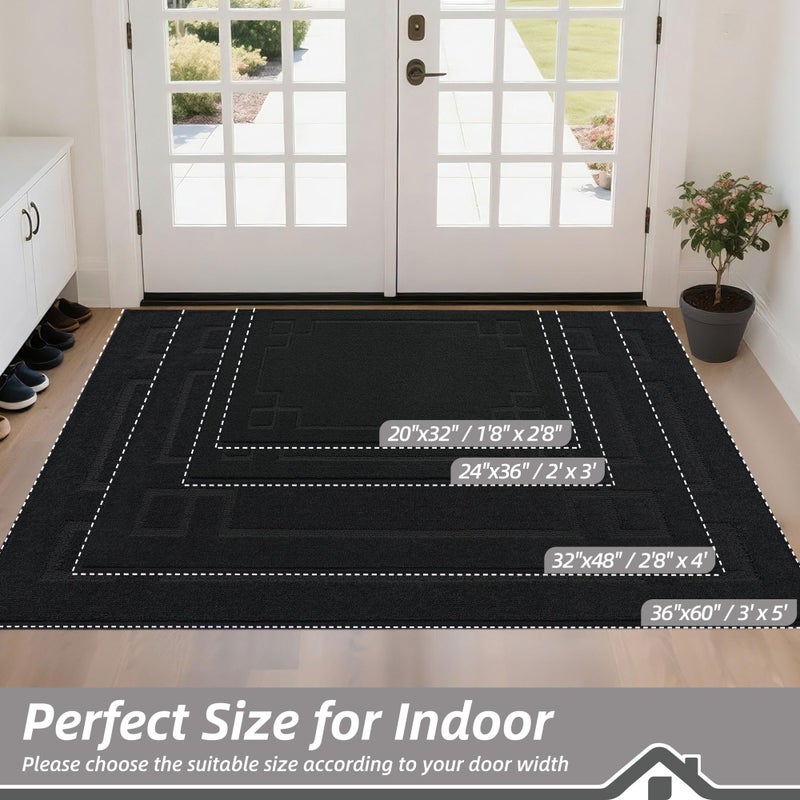 BEQHAUSE Door Mat 32" x 48", Non-Slip Door Mats Indoor Entryway Rugs Washable Low-Profile Absorbent and Stain Resist Floor Mats, Dog Door Mat for Front Back Door, Mud Wet Shoes & Paws, Black - Image 5