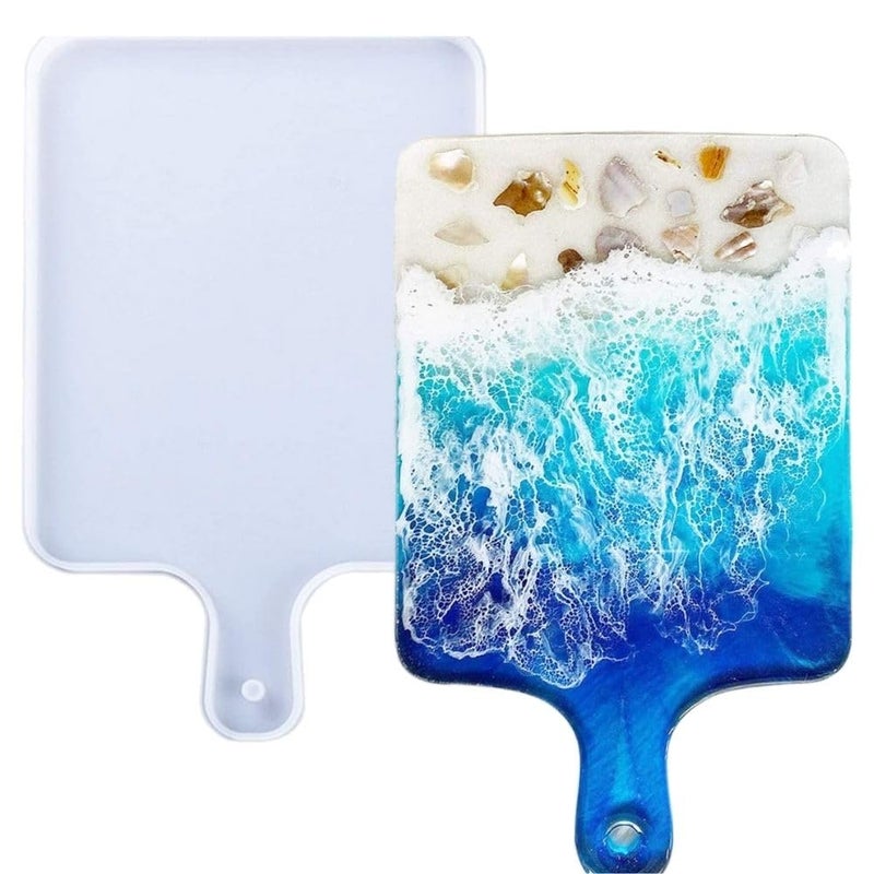 SNOOGG Serving Handle Tray Mold Rectangular Shaped Pack of 1 Mold for Silicone Epoxy Resin Casting Craft Jewelry Making Tools, Jewelry Plate Dish Casting Mold for Crafts Supplies - Image 1