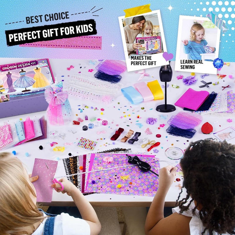 ONE TO FOUR 800+ Pieces - Fashion Design Kit for Girls- Creativity DIY Arts & Crafts Kit Learning Toys with 6 Mannequins Sewing Accessories- Teen Girls Kids Birthday Gift Age 6 7 8 9 10 11 12 - Image 5